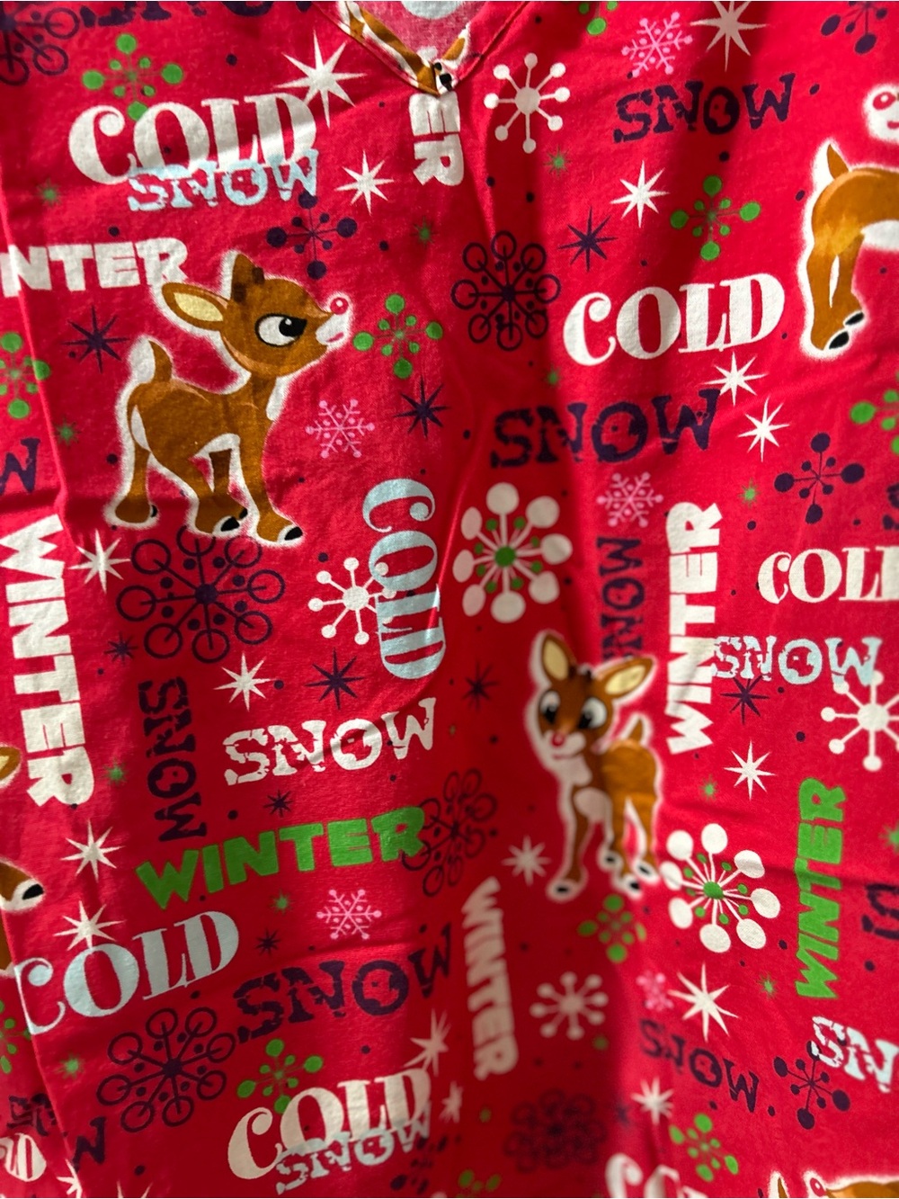 Festive Pink Rudolph the red nose Reindeer scrub top - Picture 4 of 5